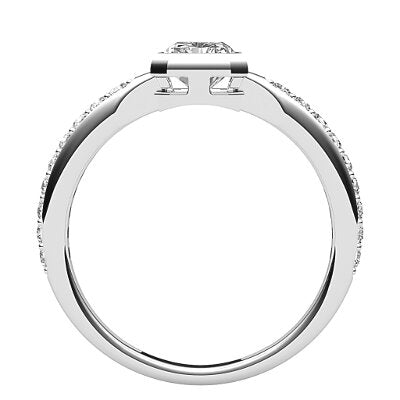 Simple Flat Radiant Solitaire Half diamond band