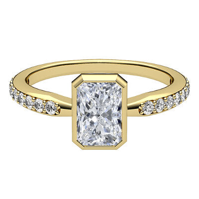 Simple Flat Radiant Solitaire Half diamond band
