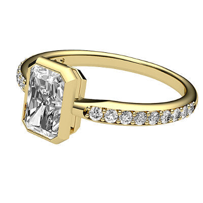 Simple Flat Radiant Solitaire Half diamond band