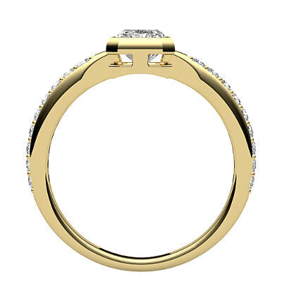 Simple Flat Radiant Solitaire Half diamond band