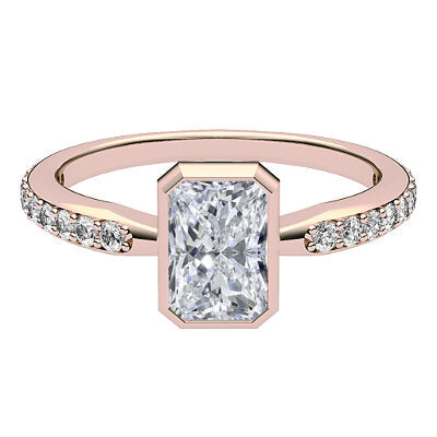 Simple Flat Radiant Solitaire Half diamond band