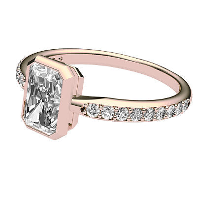 Simple Flat Radiant Solitaire Half diamond band