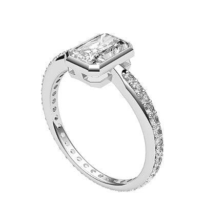 Simple Flat Radiant Solitaire Full diamond band