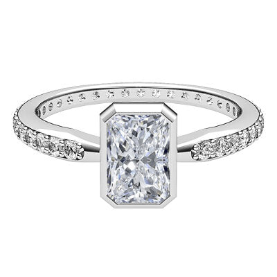 Simple Flat Radiant Solitaire Full diamond band