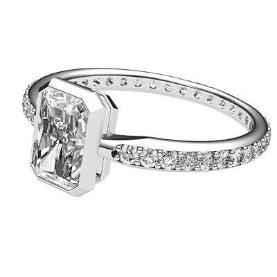 Simple Flat Radiant Solitaire Full diamond band