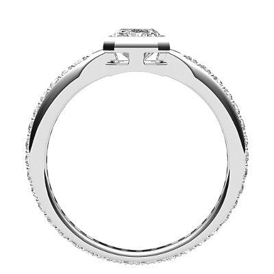 Simple Flat Radiant Solitaire Full diamond band