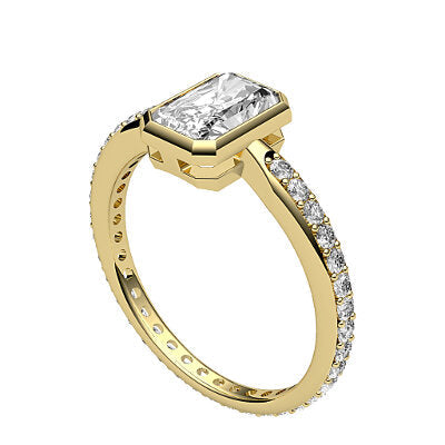 Simple Flat Radiant Solitaire Full diamond band