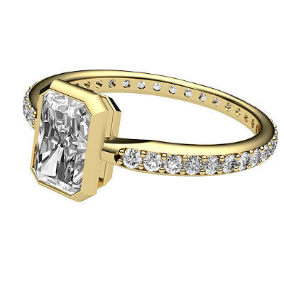 Simple Flat Radiant Solitaire Full diamond band