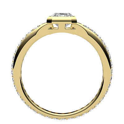 Simple Flat Radiant Solitaire Full diamond band