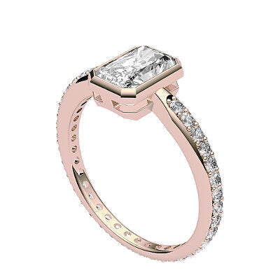 Simple Flat Radiant Solitaire Full diamond band