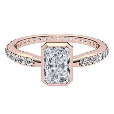 Simple Flat Radiant Solitaire Full diamond band