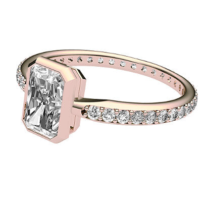 Simple Flat Radiant Solitaire Full diamond band