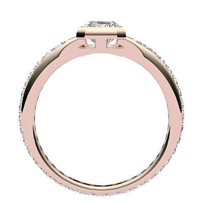 Simple Flat Radiant Solitaire Full diamond band