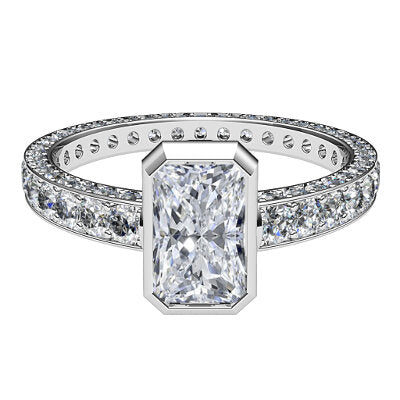 Simple Flat Radiant Solitaire Full coverage diamond band