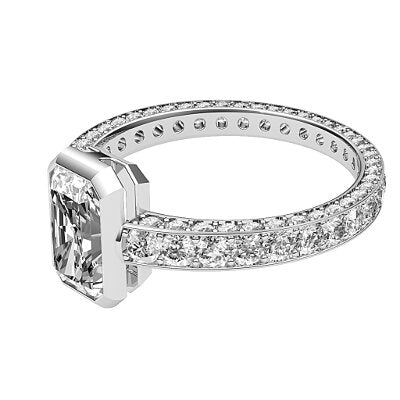 Simple Flat Radiant Solitaire Full coverage diamond band