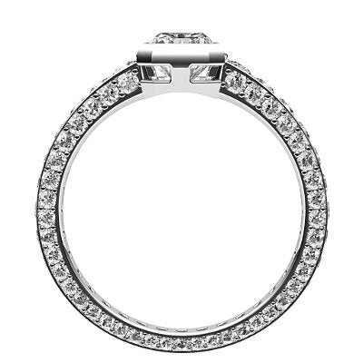 Simple Flat Radiant Solitaire Full coverage diamond band