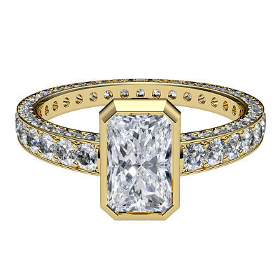 Simple Flat Radiant Solitaire Full coverage diamond band
