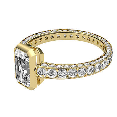 Simple Flat Radiant Solitaire Full coverage diamond band