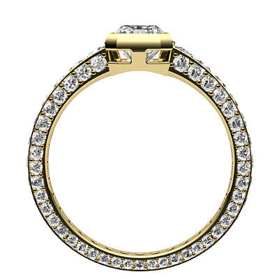 Simple Flat Radiant Solitaire Full coverage diamond band