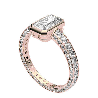 Simple Flat Radiant Solitaire Full coverage diamond band
