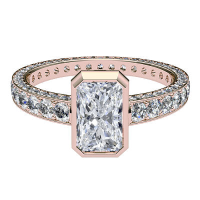 Simple Flat Radiant Solitaire Full coverage diamond band