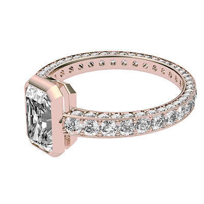 Simple Flat Radiant Solitaire Full coverage diamond band