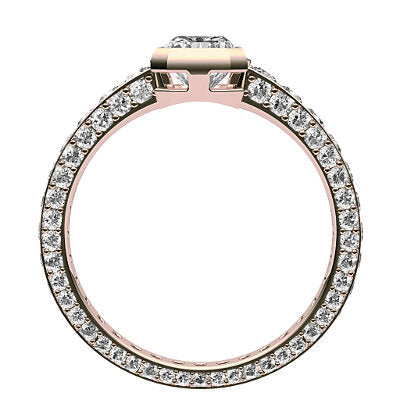 Simple Flat Radiant Solitaire Full coverage diamond band