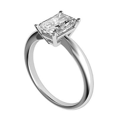 Simple Flat Radiant Solitaire Classic band 4 Prongs