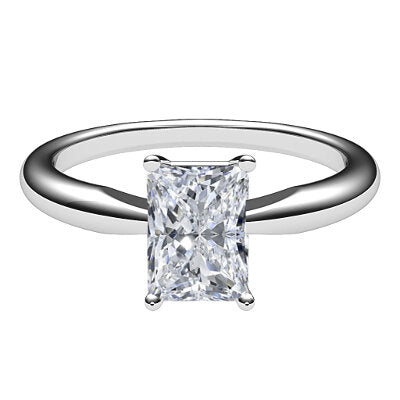 Simple Flat Radiant Solitaire Classic band 4 Prongs