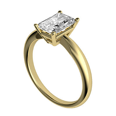 Simple Flat Radiant Solitaire Classic band 4 Prongs