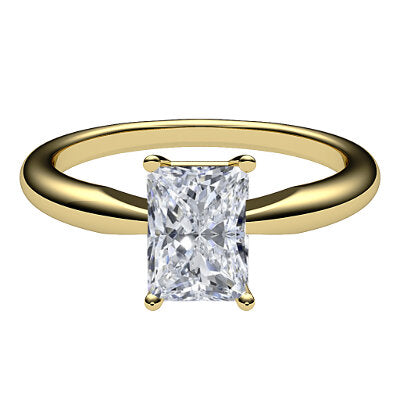 Simple Flat Radiant Solitaire Classic band 4 Prongs