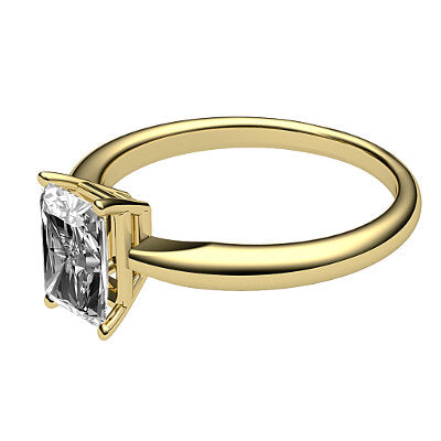 Simple Flat Radiant Solitaire Classic band 4 Prongs