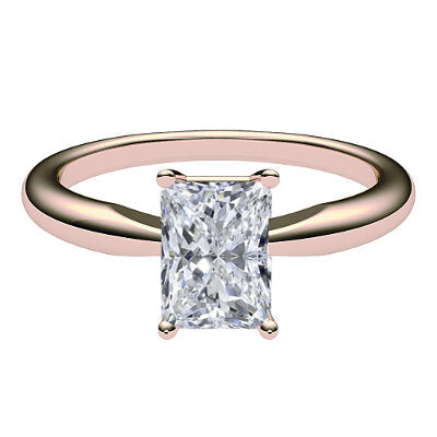 Simple Flat Radiant Solitaire Classic band 4 Prongs