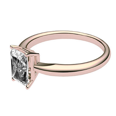 Simple Flat Radiant Solitaire Classic band 4 Prongs