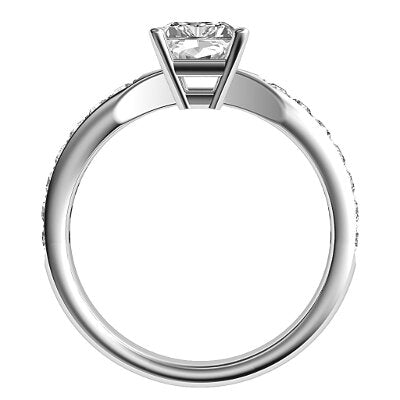 Simple Flat Radiant Solitaire Half diamond band 4 Prongs