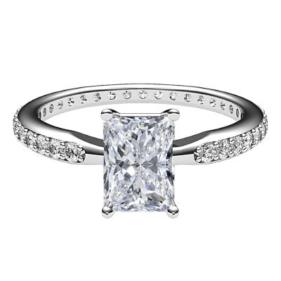 Simple Flat Radiant Solitaire Full diamond band 4 Prongs