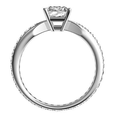 Simple Flat Radiant Solitaire Full diamond band 4 Prongs