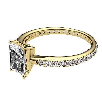 Simple Flat Radiant Solitaire Full diamond band 4 Prongs