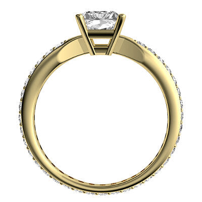 Simple Flat Radiant Solitaire Full diamond band 4 Prongs