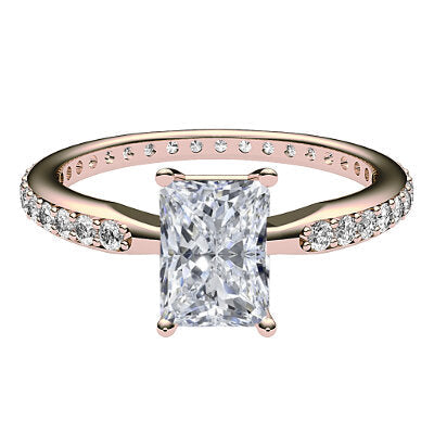 Simple Flat Radiant Solitaire Full diamond band 4 Prongs