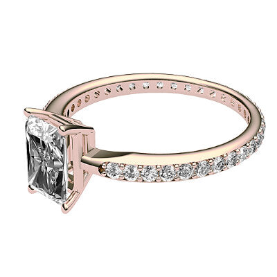 Simple Flat Radiant Solitaire Full diamond band 4 Prongs