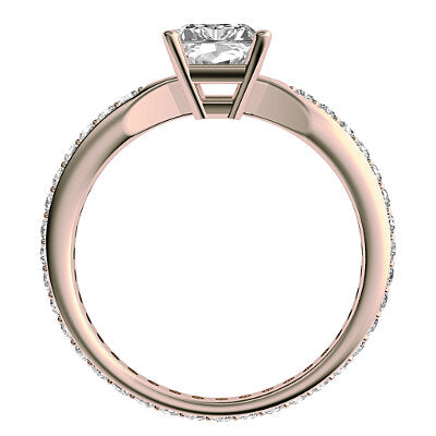 Simple Flat Radiant Solitaire Full diamond band 4 Prongs