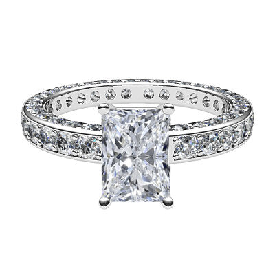 Simple Flat Radiant Solitaire Full coverage diamond band 4 Prongs