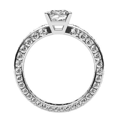 Simple Flat Radiant Solitaire Full coverage diamond band 4 Prongs