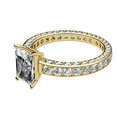 Simple Flat Radiant Solitaire Full coverage diamond band 4 Prongs