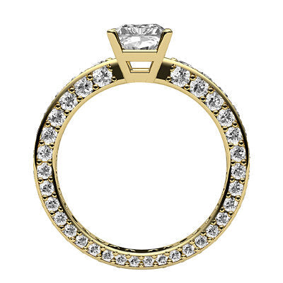Simple Flat Radiant Solitaire Full coverage diamond band 4 Prongs