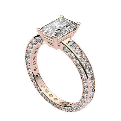 Simple Flat Radiant Solitaire Full coverage diamond band 4 Prongs