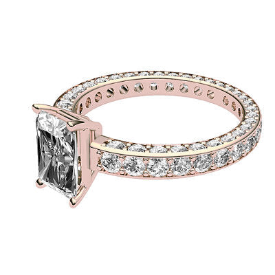 Simple Flat Radiant Solitaire Full coverage diamond band 4 Prongs