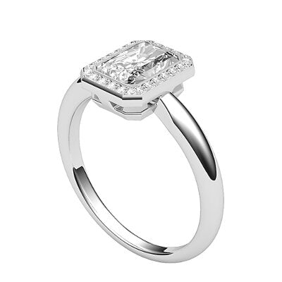 Simple Flat Radiant Solitaire halo Classic band