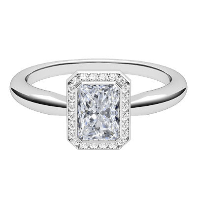 Simple Flat Radiant Solitaire halo Classic band